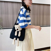 Cute Shoulder Bag Kawaii Tote Handbag with Cute Teddy Bear